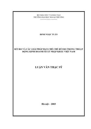 Luận văn Rủi ro và các giải pháp hạn chế chế rủi ro trong thoạt động kinh doanh xuất nhập khẩu Việt Nam