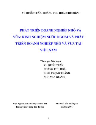 Phát triển Doanh nghiệp nhỏ và vừa: Kinh nghiệm nước ngoài và phát triển doanh nghiệp nhỏ và vừa tại Việt Nam