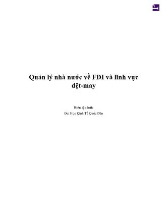 Quản lý nhà nước về FDI và lĩnh vực dệt - May