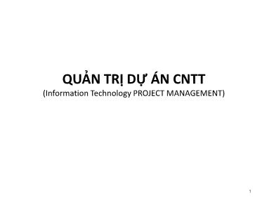 Quản trị dự án Công nghệ thông tin - Bài 4: Quản trị chất lượng dự án