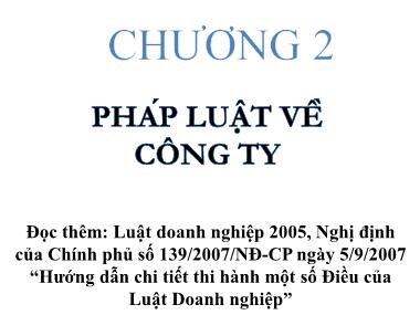 Quản trị kinh doanh - Chương 2: Pháp luật về công ty