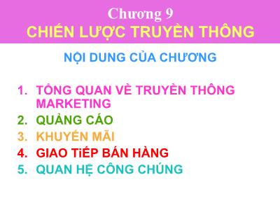 Quản trị kinh doanh - Chương 9: Chiến lược truyền thông