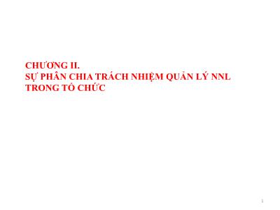 Quản trị kinh doanh - Chương II: Sự phân chia trách nhiệm quản lý NNL trong tổ chức