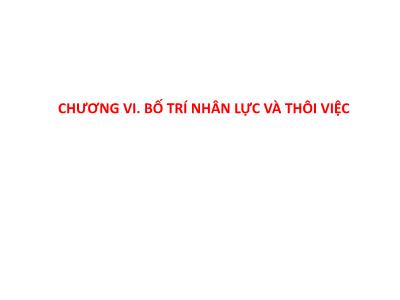 Quản trị kinh doanh - Chương VI: Bố trí nhân lực và thôi việc