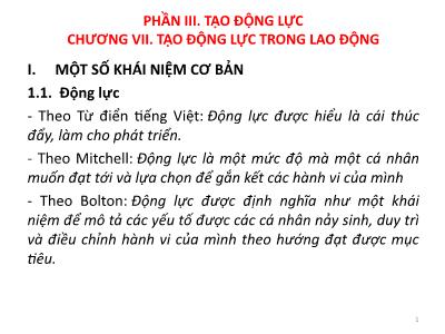 Quản trị kinh doanh - Chương VII: Tạo động lực trong lao động