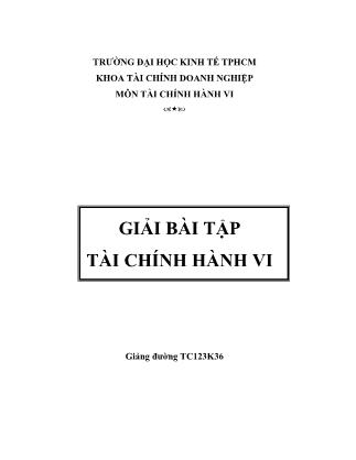 Quản trị kinh doanh - Giải bài tập tài chính hành VI