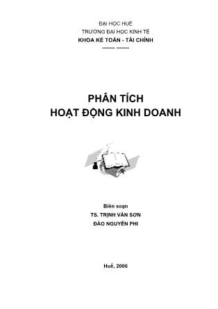 Quản trị kinh doanh - Phân tích hoạt động kinh doanh