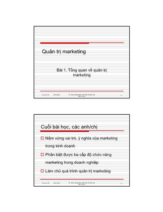 Quản trị marketing - Bài 1: Tổng quan về quản trị marketing