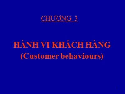 Quản trị marketing - Chương 3: Hành vi khách hàng (customer behaviours)