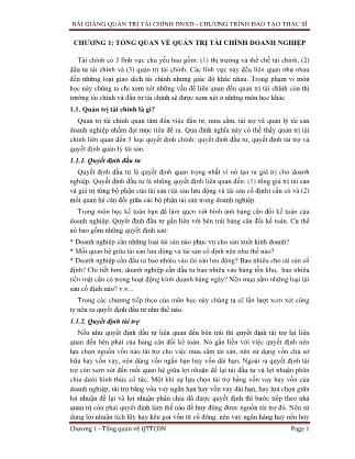 Quản trị tài chính doanh nghiệp xây dựng - Chương 1: Tổng quan về quản trị tài chính doanh nghiệp