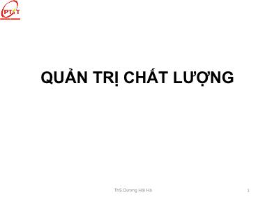 Tài liệu môn học Quản trị chất lượng