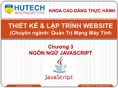 Thiết kế và lập trình website - Chương 3: Ngôn ngữ javascript