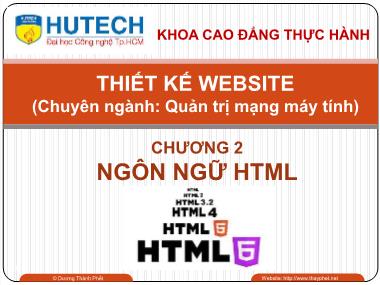 Thiết kế website - Chương 2: Ngôn ngữ HTML