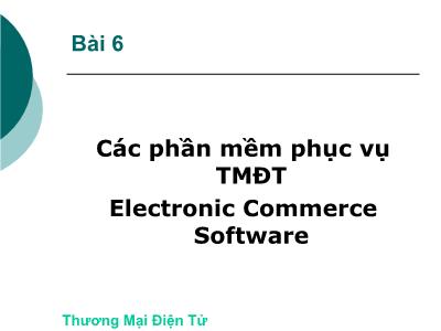 Thương mại điện tử - Bài 6: Các phần mềm phục vụ thương mại điện tử electronic commerce software