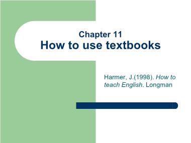 Tiếng Anh - Chapter 11: How to use textbooks