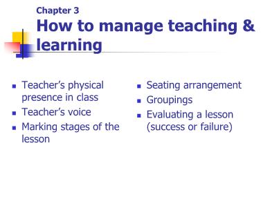 Tiếng Anh - Chapter 3: How to manage teaching & learning