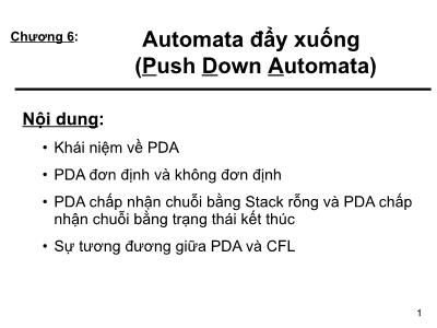 Tin học - Chương 6: Automata đẩy xuống (Push Down Automata)