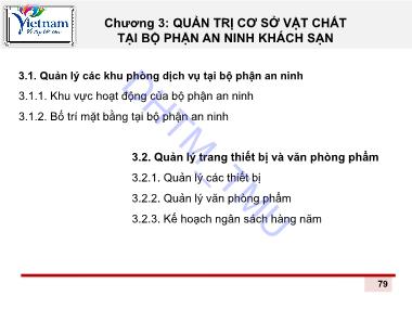 An ninh khách sạn - Chương 3: Quản trị cơ sở vật chất tại bộ phận an ninh khách sạn