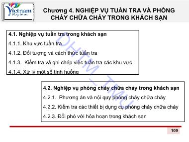 An ninh khách sạn - Chương 4: Nghiệp vụ tuần tra và phõng cháy chữa cháy trong khách sạn