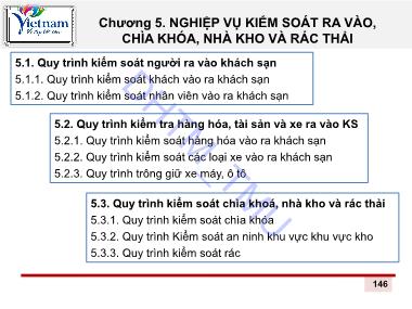 An ninh khách sạn - Chương 5: Nghiệp vụ kiểm soát ra vào, chìa khóa, nhà kho và rác thải