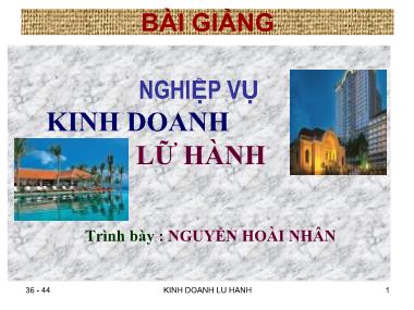 Bài giảng Nghiệp vụ kinh doanh lữ hành