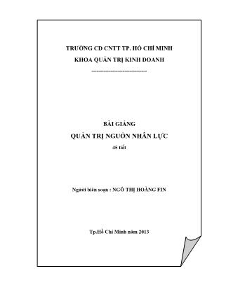 Bài giảng Quản trị nguồn nhân lực (tiếp)