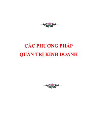 Các phương pháp quản trị kinh doanh (tt)