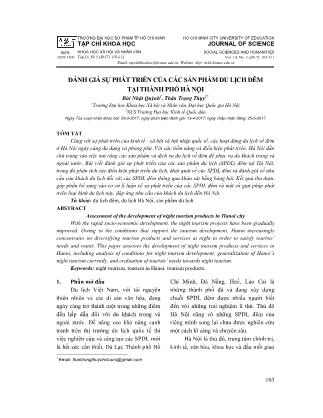 Đánh giá sự phát triển của các sản phẩm du lịch đêm tại thành phố Hà Nội