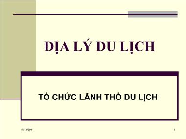 Địa lý du lịch - Tổ chức lãnh thổ du lịch