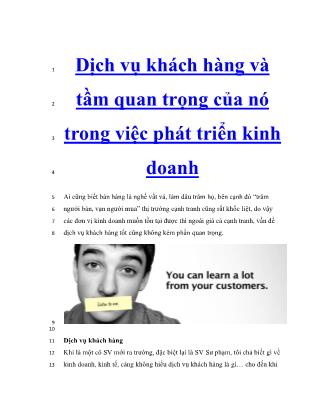 Dịch vụ khách hàng và 2 tầm quan trọng của nó 3 trong việc phát triển kinh 4 doanh