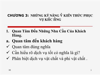 Điều hành nhà hàng - Chương 3: Những kỹ năng và kiến thức phục vụ khác hàng