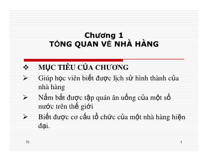 Du lịch dịch vụ - Chương 1: Tổng quan về nhà hàng