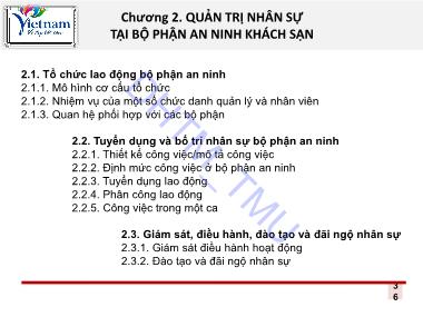 Du lịch dịch vụ - Chương 2: Quản trị nhân sự tại bộ phận an ninh khách sạn