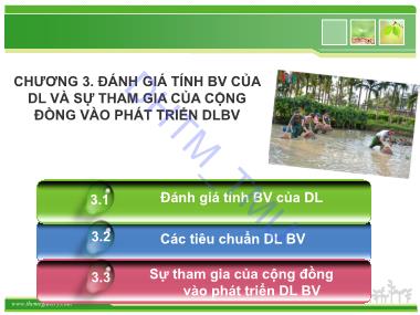 Du lịch dịch vụ - Chương 3: Đánh giá tính bền vững của du lịch và sự tham gia của cộng đồng vào phát triển du lịch bền vững