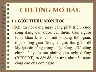 Du lịch dịch vụ - Chương: Mở đầu