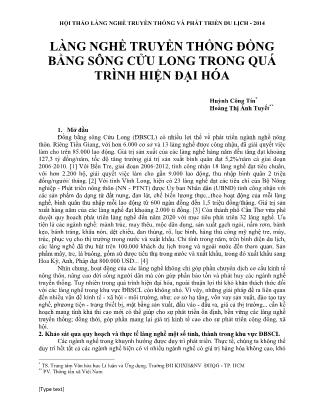 Du lịch dịch vụ - Làng nghề truyền thống đồng bằng sông Cửu Long trong quá trình hiện đại hóa