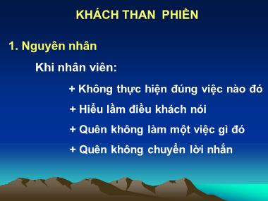 Du lịch dịch vụ - Xử lý tình huống - Khách than phiền