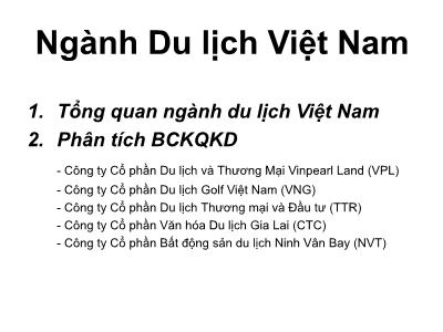 Du lịch Việt Nam - Tổng quan ngành du lịch Việt Nam