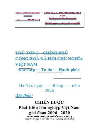 Dự thảo: Chiến lược phát triển lâm nghiệp Việt Nam giai đoạn 2006 - 2020