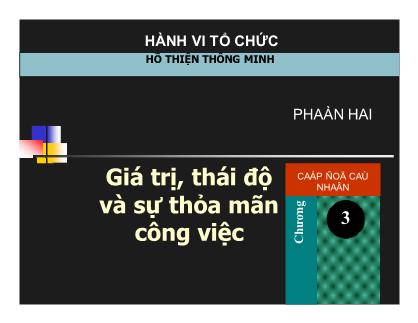 Hoàn thiện tổ chức - Giá trị, thái độ và sự thỏa mãn công việc