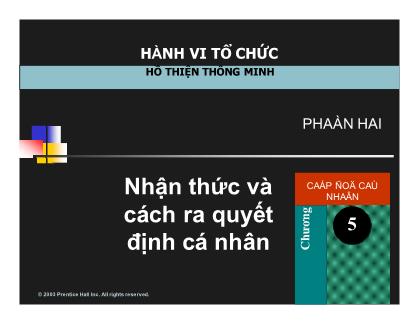 Hoàn thiện tổ chức - Nhận thức và cách ra quyết định cá nhân