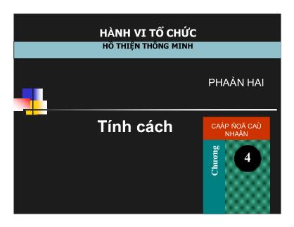 Hoàn thiện tổ chức - Tính cách