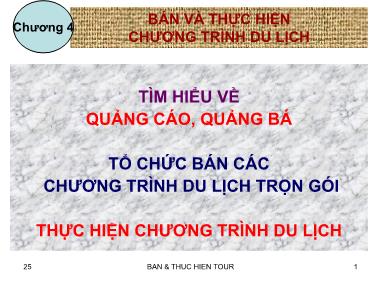 Kinh doanh lữ hành - Chương 4: Bán và thực hiện chương trình du lịch