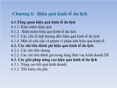 Kinh tế du lịch - Chương 6: Hiệu quả kinh tế du lịch