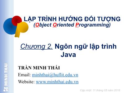 Lập trình hướng đối tượng - Chương 2: Ngôn ngữ lập trình Java