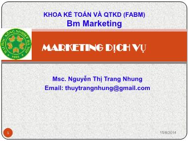 Marketing dịch vụ - Chương 1: Tổng quan về dịch vụ và marketing dịch vụ