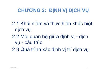 Marketing dịch vụ - Chương 2: Dịnh vị dịch vụ