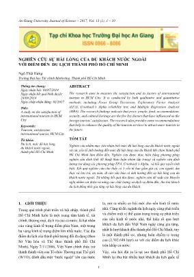 Nghiên cứu sự hài lòng của du khách nước ngoài với điểm đến du lịch thành phố Hồ Chí Minh