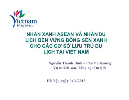 Nhãn xanh Asean và nhãn du lịch bền vững bông sen xanh cho các cơ sở lưu trú du lịch tại Việt Nam