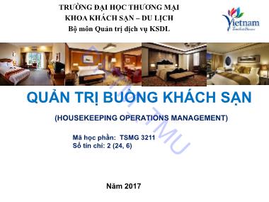 Quản trị buồng khách sạn - Chương 1: Tổng quan về quản trị buồng khách sạn